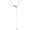 Open Circle Pendant with Emerald Cut and Round Diamonds, 2 Total Carat Weight, 14K White Gold