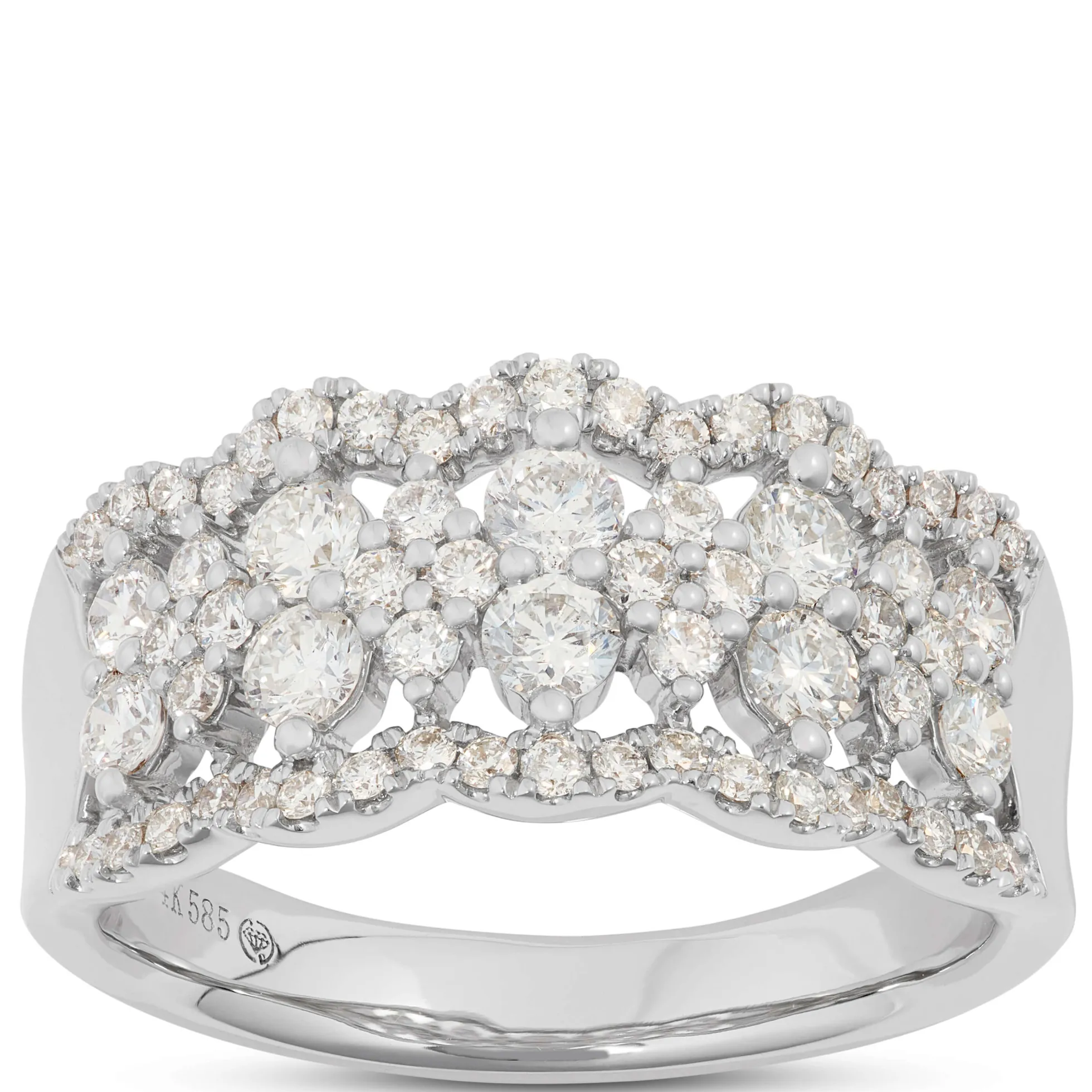 Openwork Scalloped Diamond Ring 14K