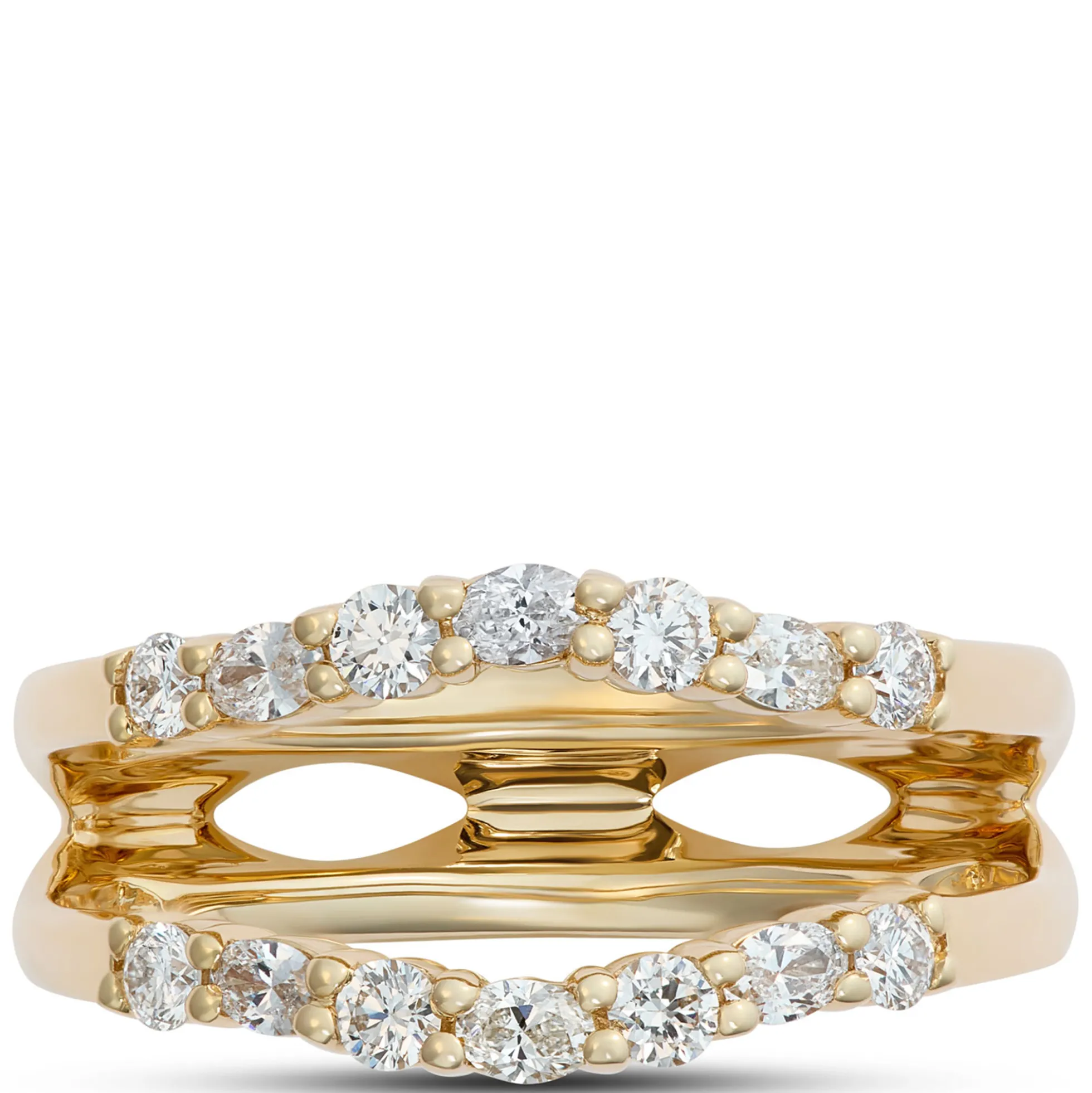 Oval and Round Diamond Ring Enhancer in 14K Yellow Gold