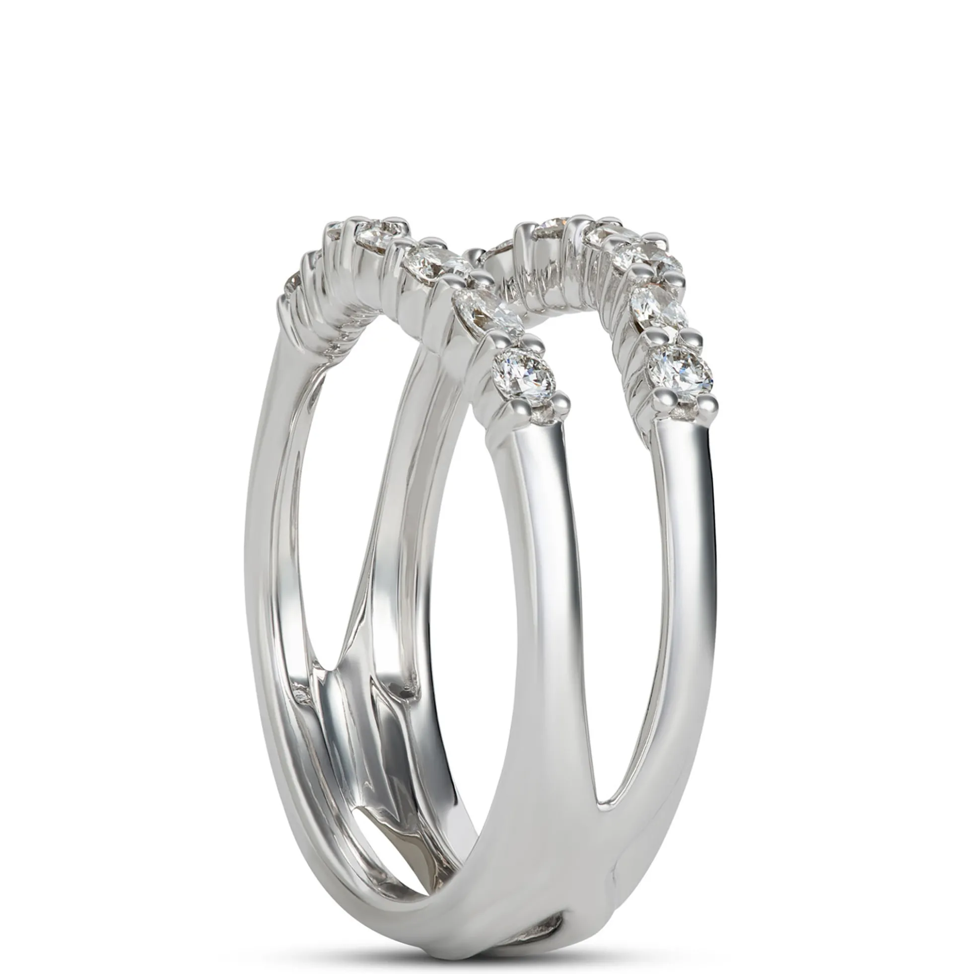 Oval and Round Diamond Ring Enhancer in 14K White Gold
