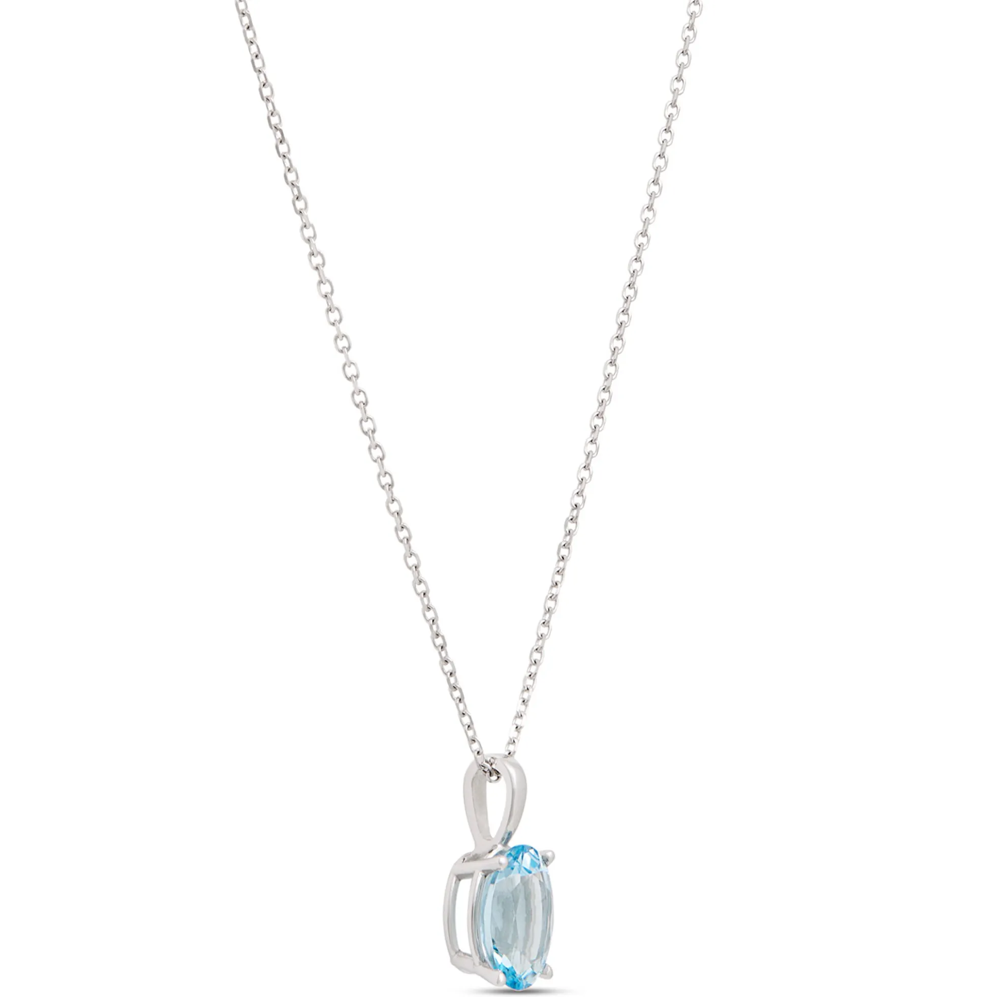 Oval Aquamarine Pendant, 14K White Gold