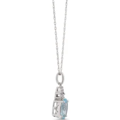 Oval Aquamarine Pendant Necklace, 14K White Gold