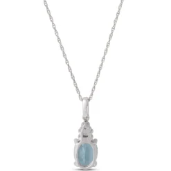 Oval Aquamarine Pendant Necklace, 14K White Gold