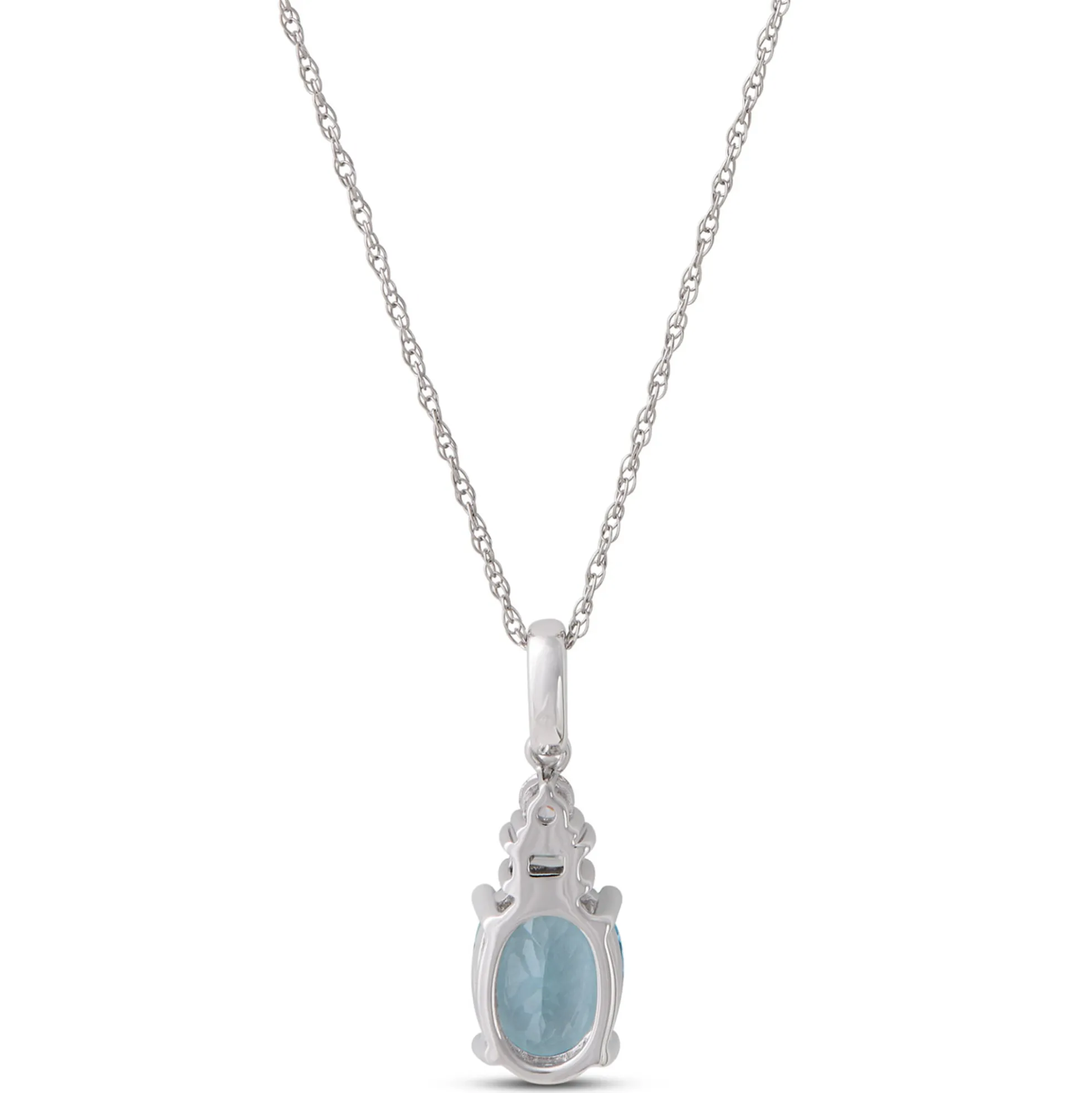 Oval Aquamarine Pendant Necklace, 14K White Gold