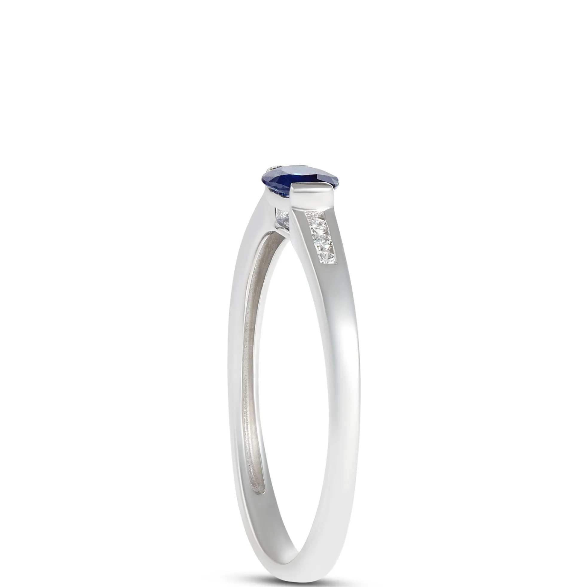Oval Blue Sapphire and Diamond Ring, 14K White Gold