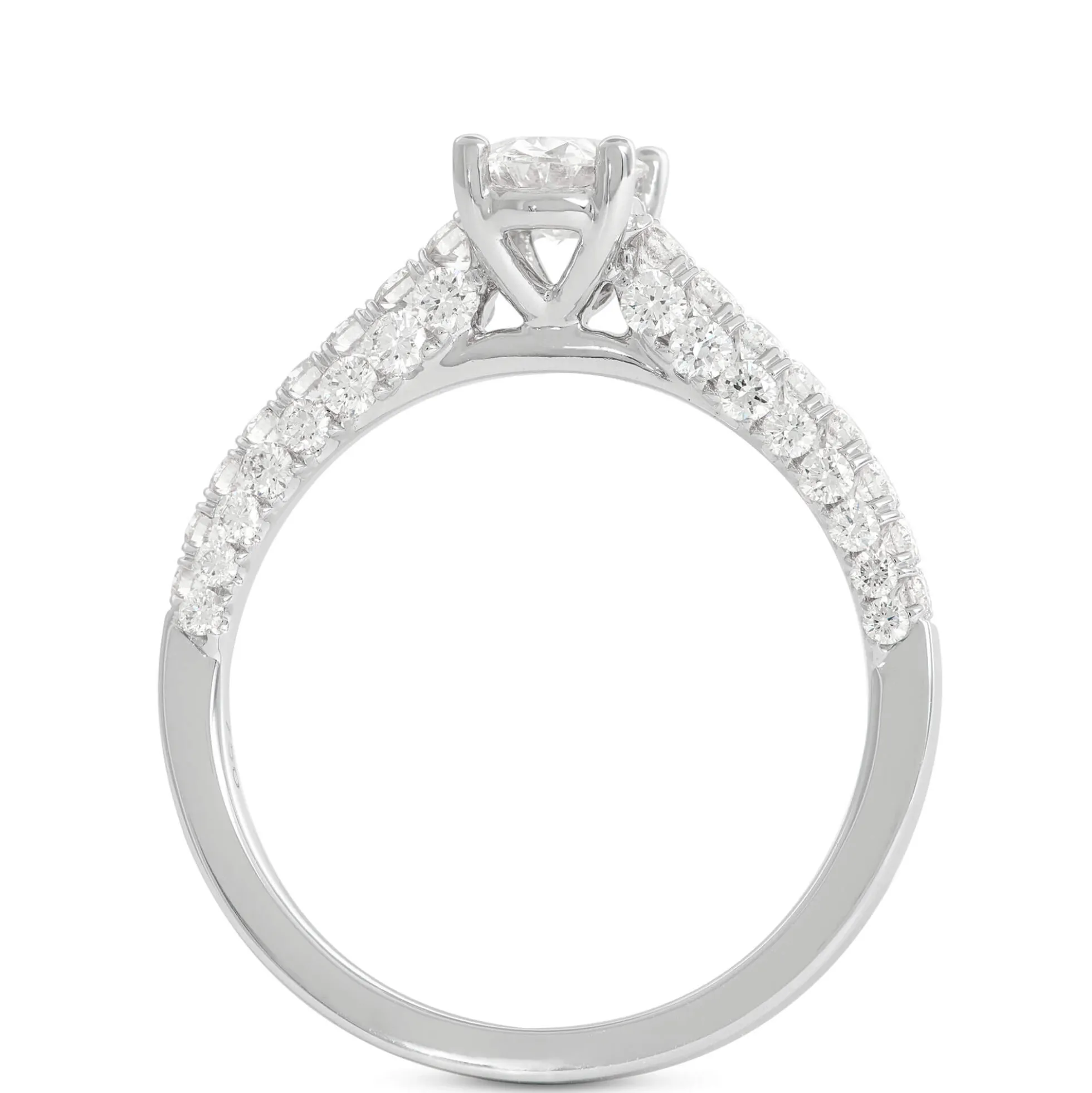 Oval Cut Diamond Engagement Ring, 18K White Gold