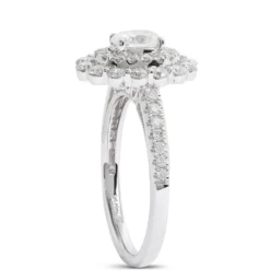 Oval Cut Halo Diamond Ring, 14K White Gold