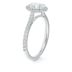 Oval Diamond Halo Engagement Ring, 18K White Gold