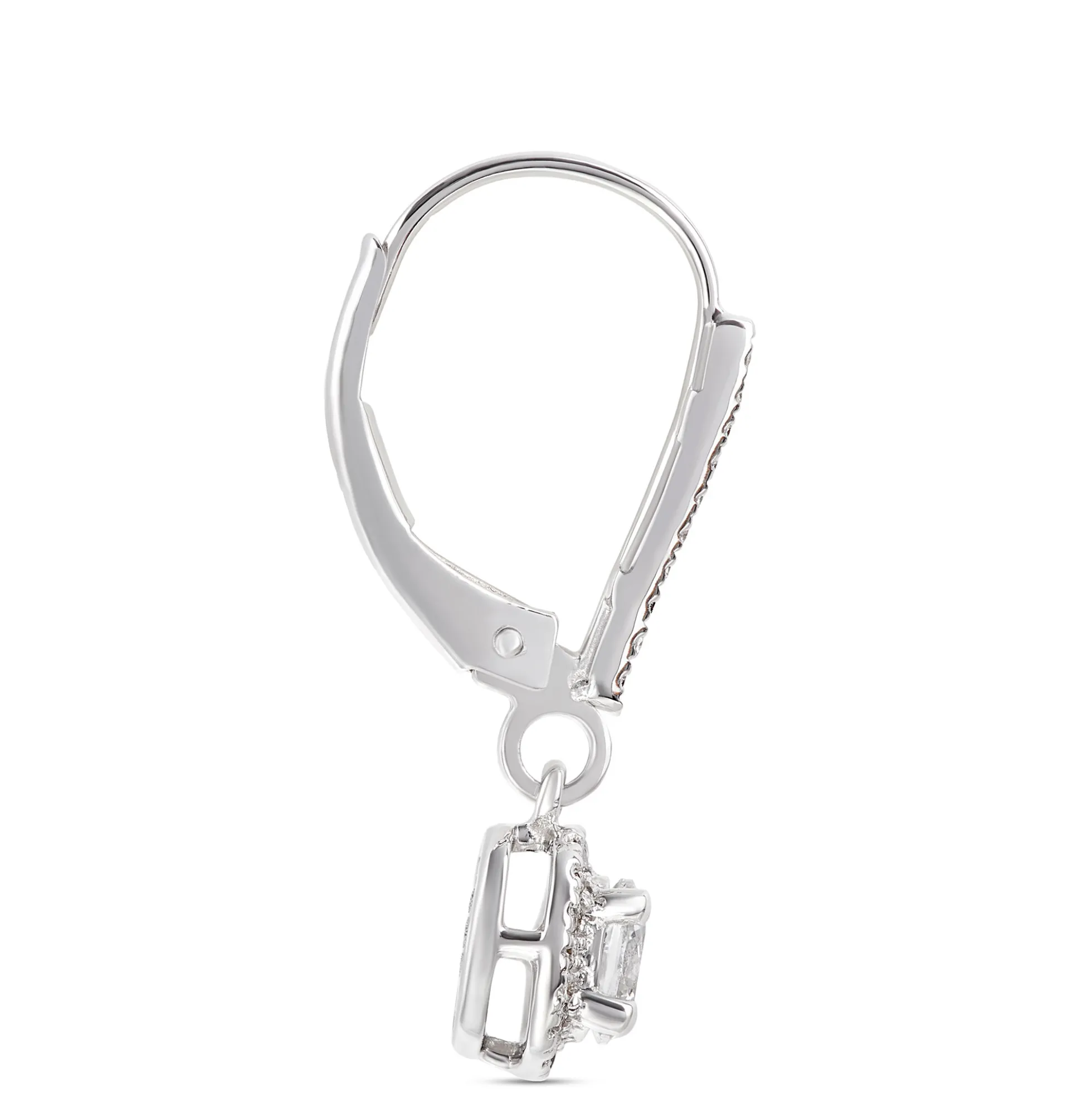 Oval Diamond Leverback Earrings, 14K White Gold
