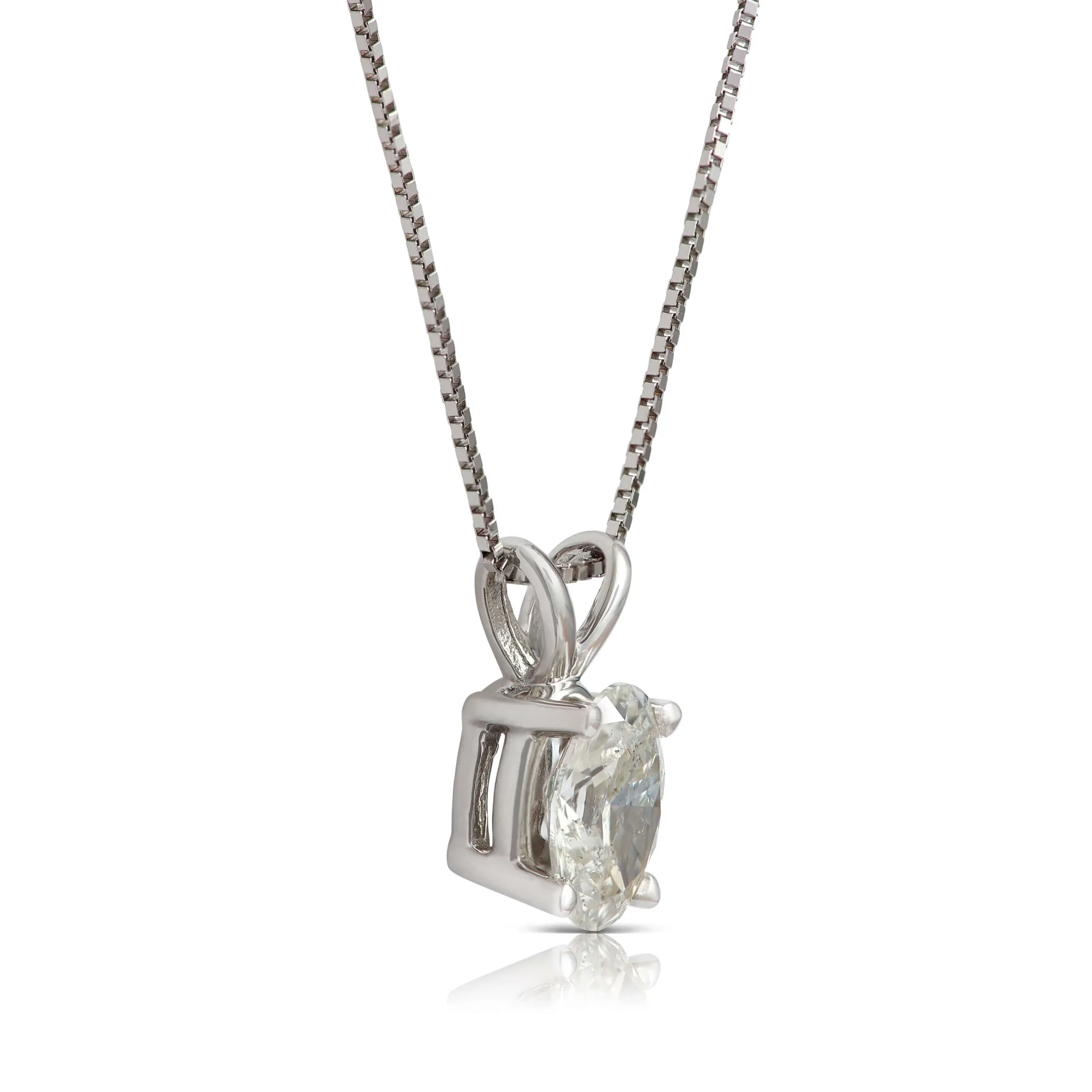 Oval Diamond Pendant, ½ Carat Total Weight, 14K White Gold