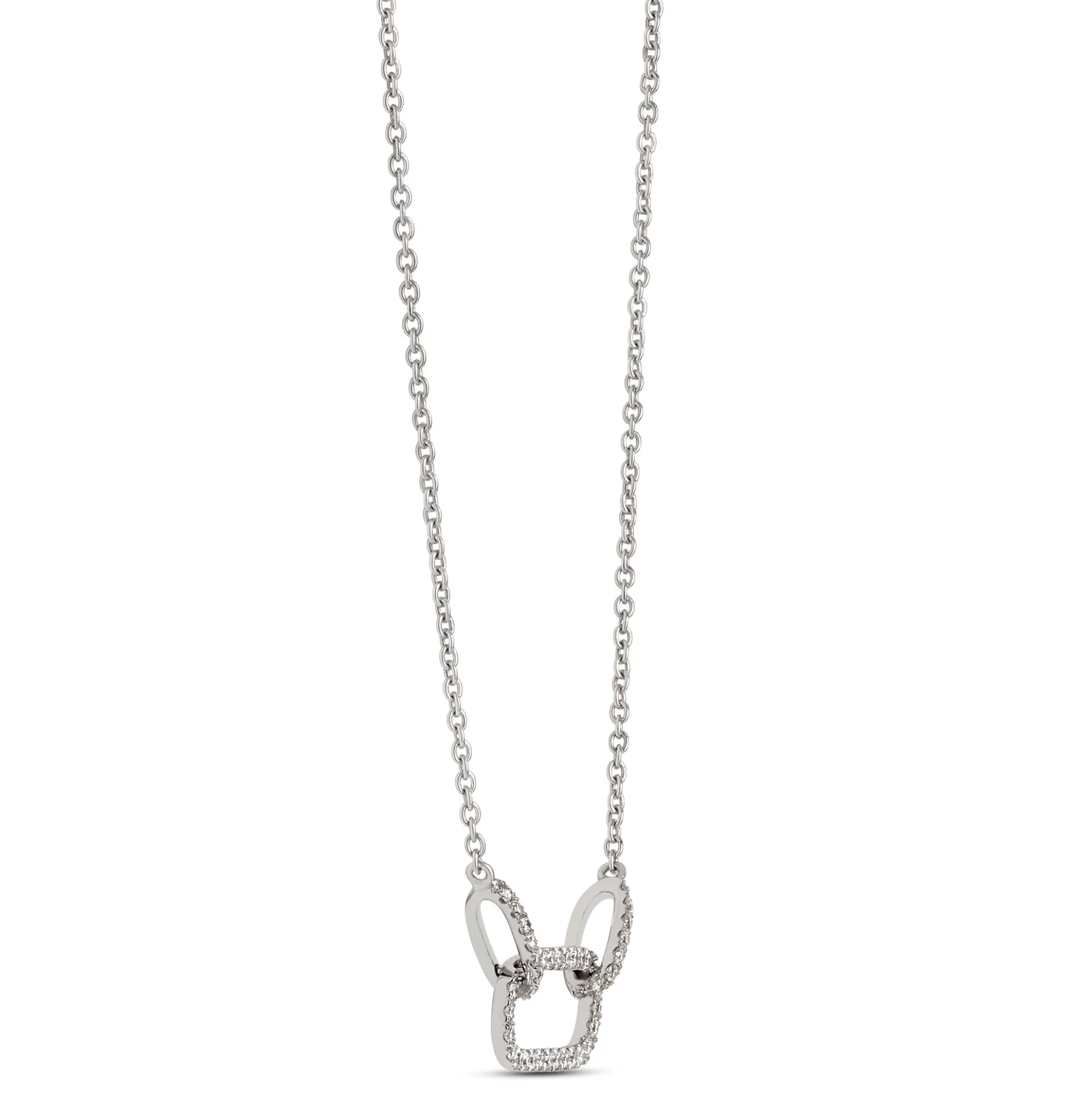 Oval Diamond Ring Pendant, 14K White Gold