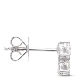 Oval Diamond Stud Earrings, 9/10 Total Carat Weight, 18K White Gold