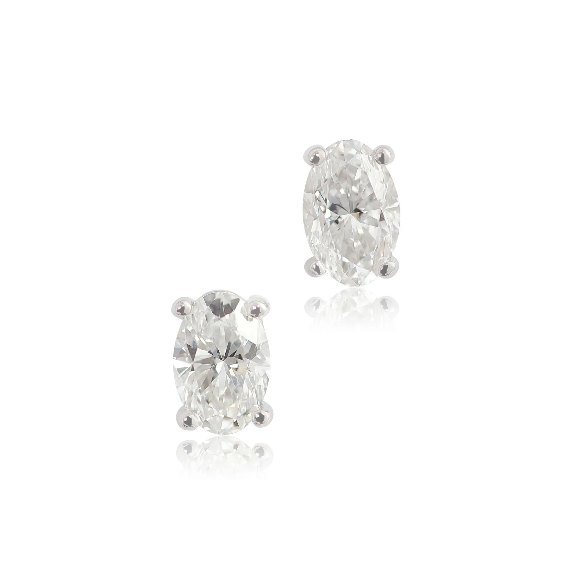 Oval Diamond Studs, 1/2 Carat Total Weight, 14K, White Gold