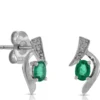 Oval Emerald & Diamond Earrings 14K