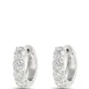 Oval Hoop Diamond Earrings, 2 Total Carat Weight, 14K White Gold