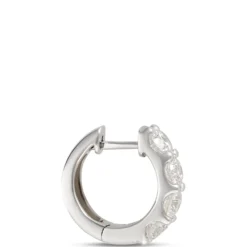 Oval Hoop Diamond Earrings, 2 Total Carat Weight, 14K White Gold