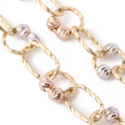 Oval Link Diamond Cut Bracelet, 14K Yellow, White, Rose Gold