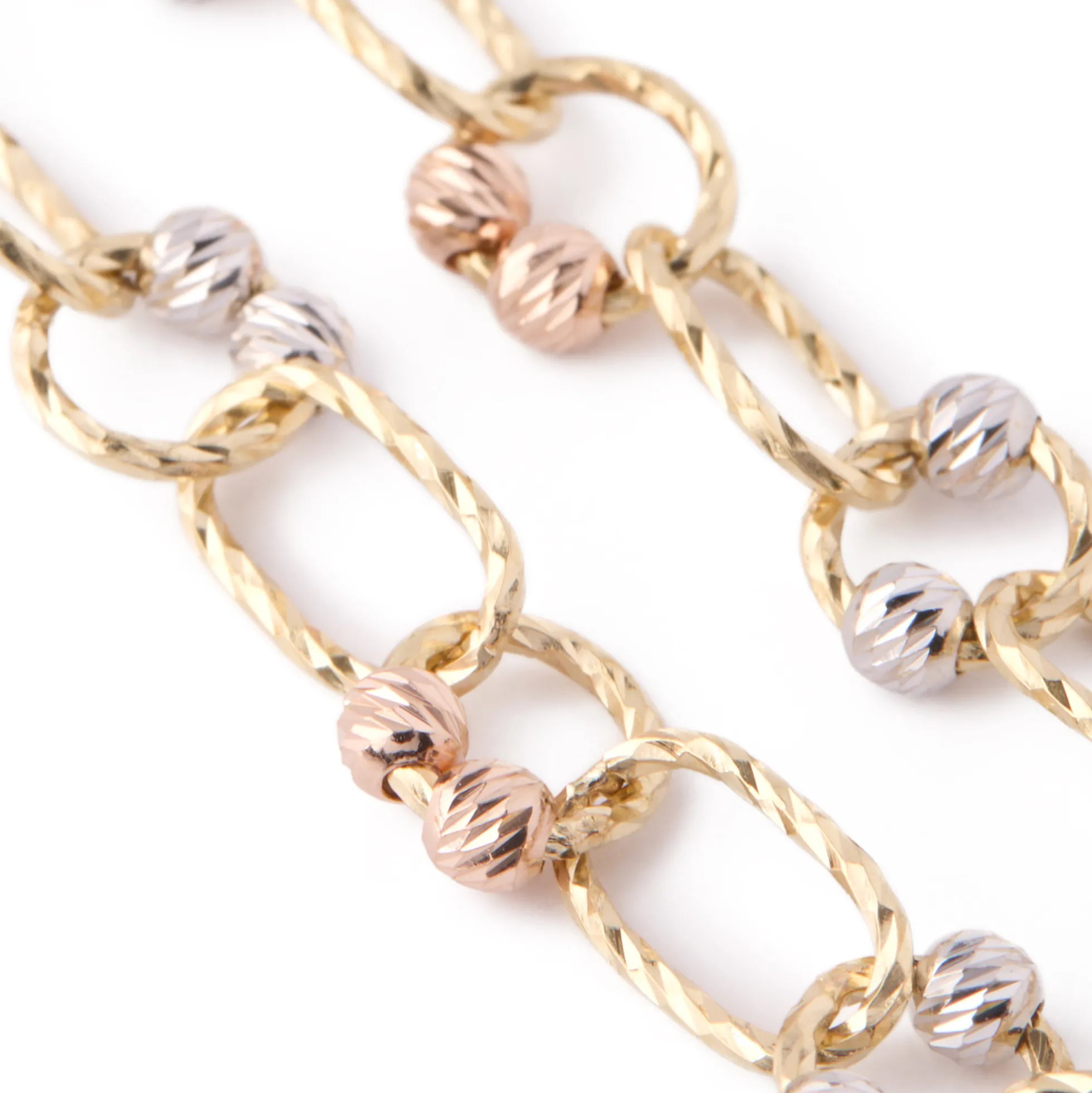 Oval Link Diamond Cut Bracelet, 14K Yellow, White, Rose Gold