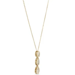 Oval, Marquise and Pear Shaped Diamond Necklace, 14K Yellow Gold