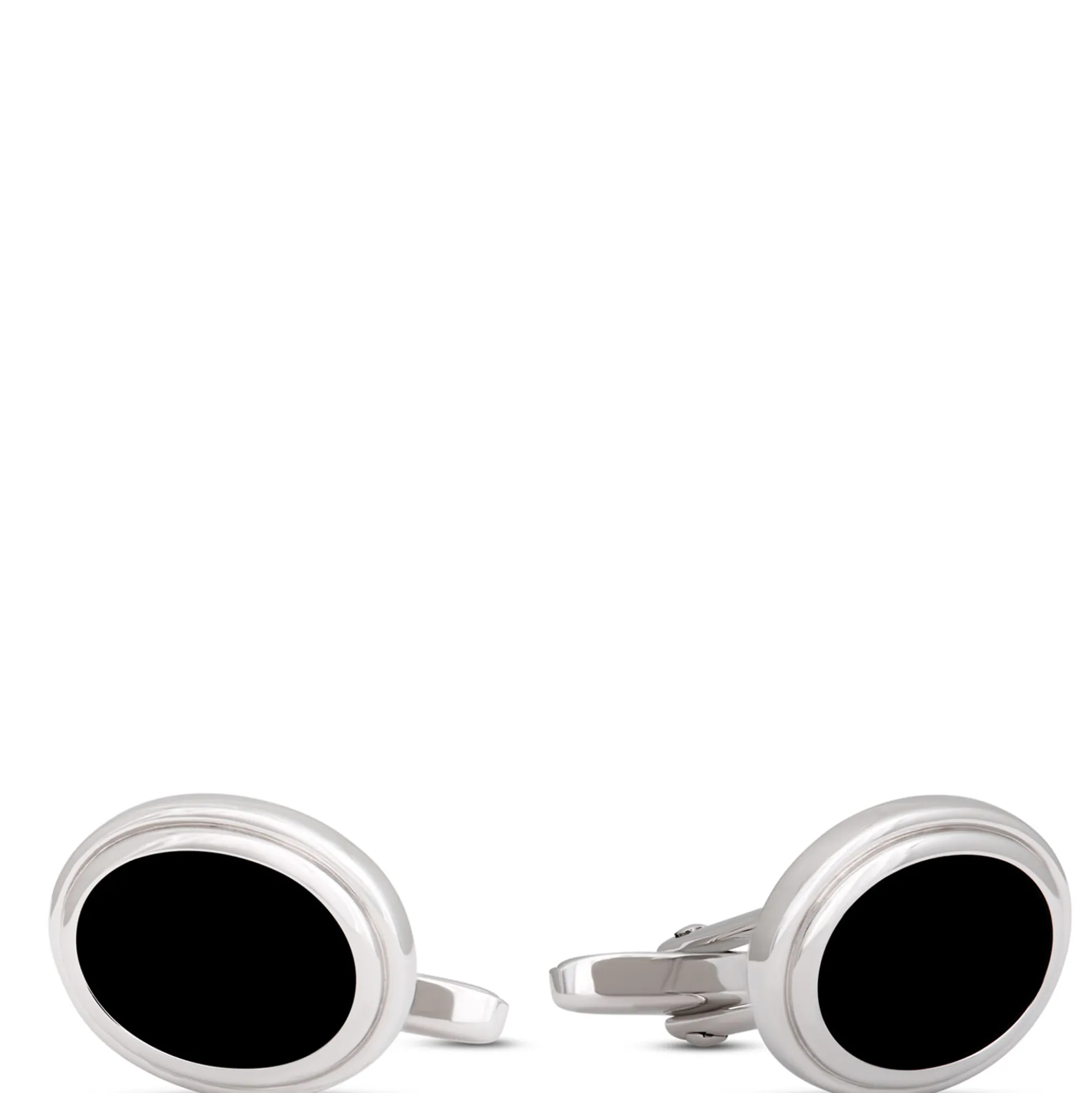 Oval Onyx Cufflinks, Sterling Silver