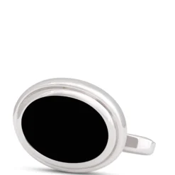 Oval Onyx Cufflinks, Sterling Silver