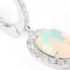 Oval Opal Earrings with Diamond Halo, 14K White Gold