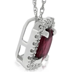 Oval Ruby & Diamond Halo Pendant 14K