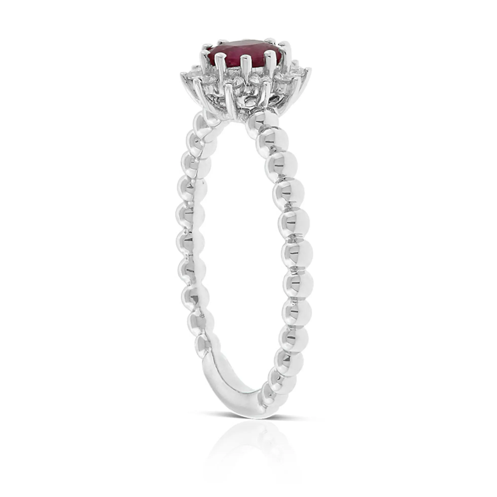 Oval Ruby & Diamond Halo Ring 14K