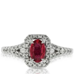Oval Ruby & Diamond Ring 14K