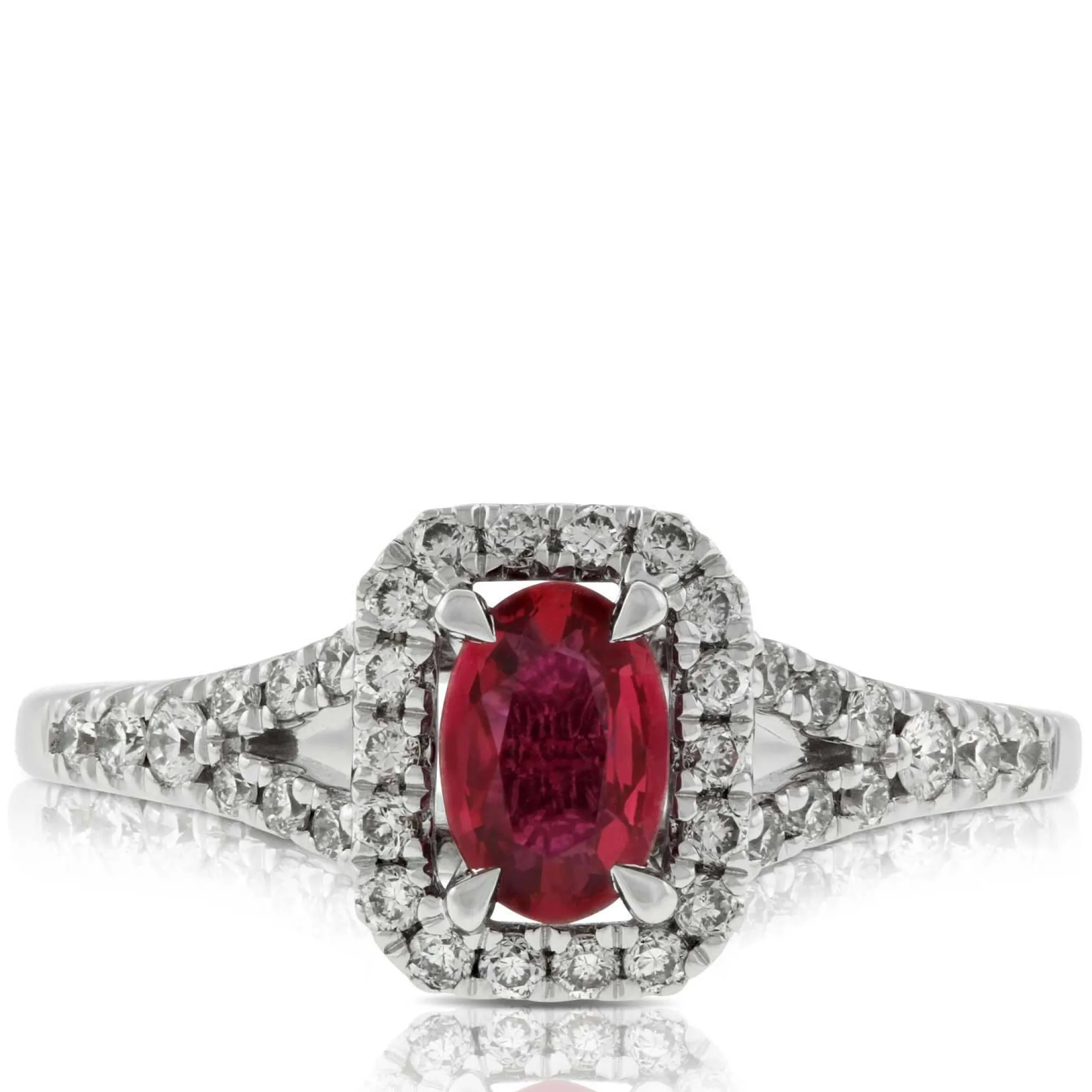 Oval Ruby & Diamond Ring 14K