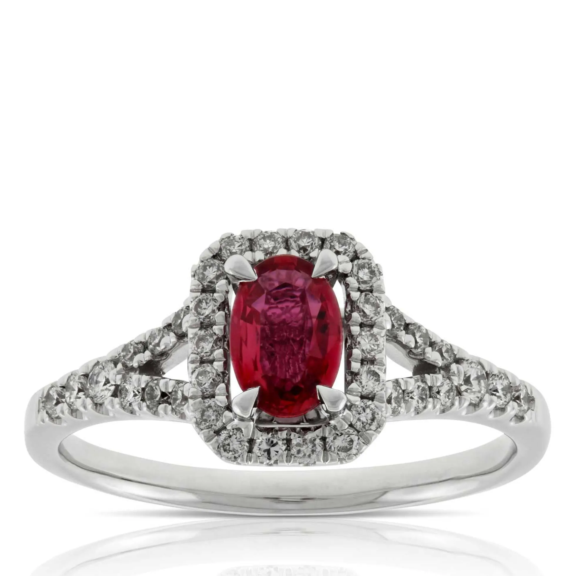 Oval Ruby & Diamond Ring 14K