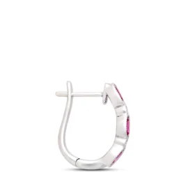 Oval Ruby Hoops, 14K White Gold