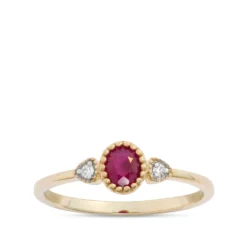Oval Ruby Ring, 14K Yellow Gold