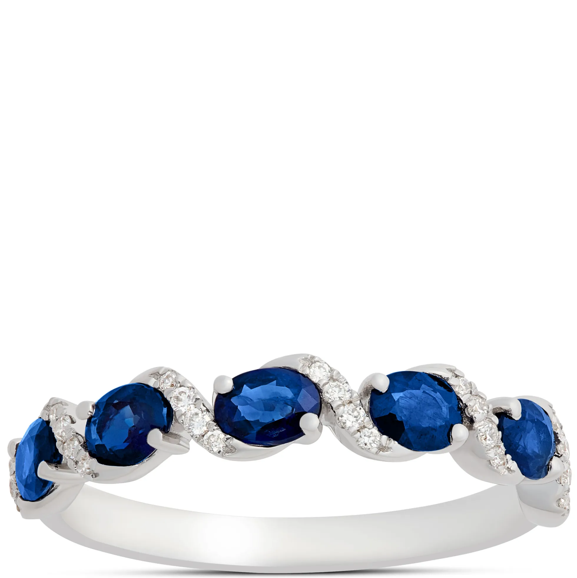 Oval Sapphire and Diamond Ring, 14K White Gold