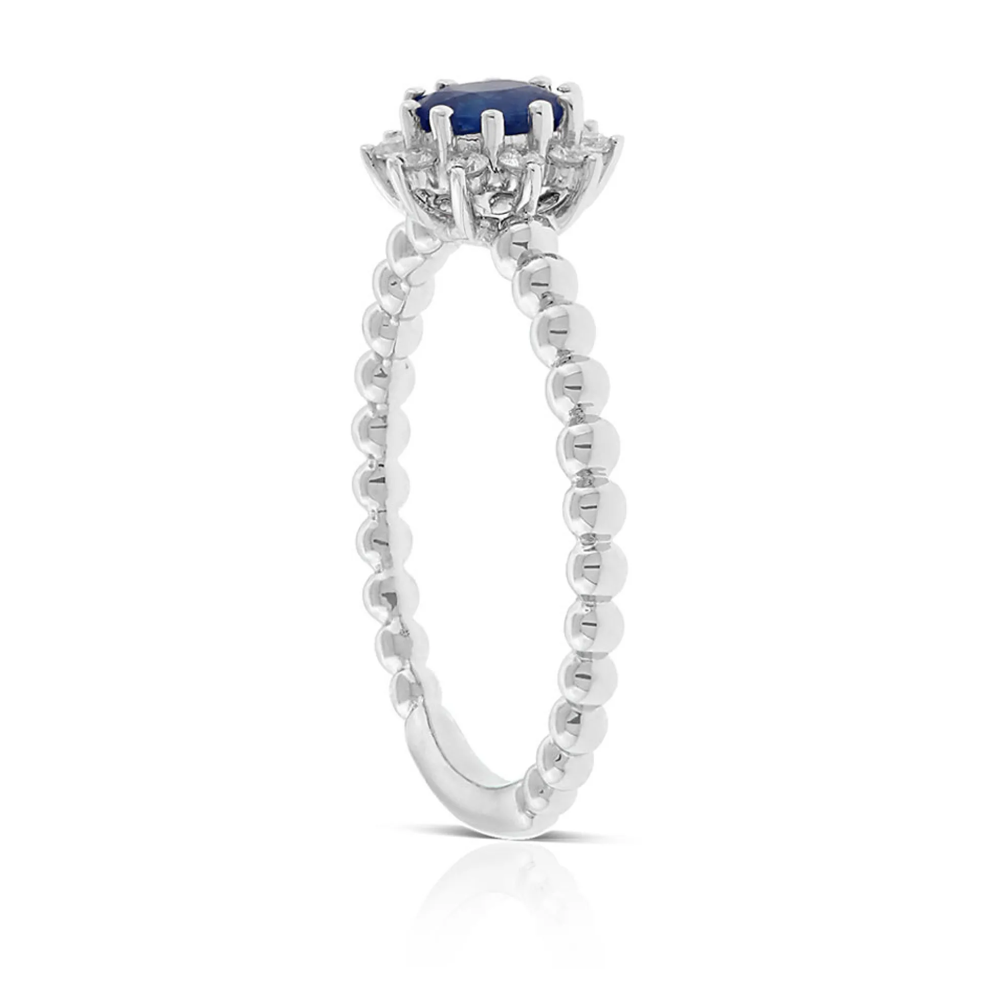 Oval Sapphire & Diamond Halo Ring 14K