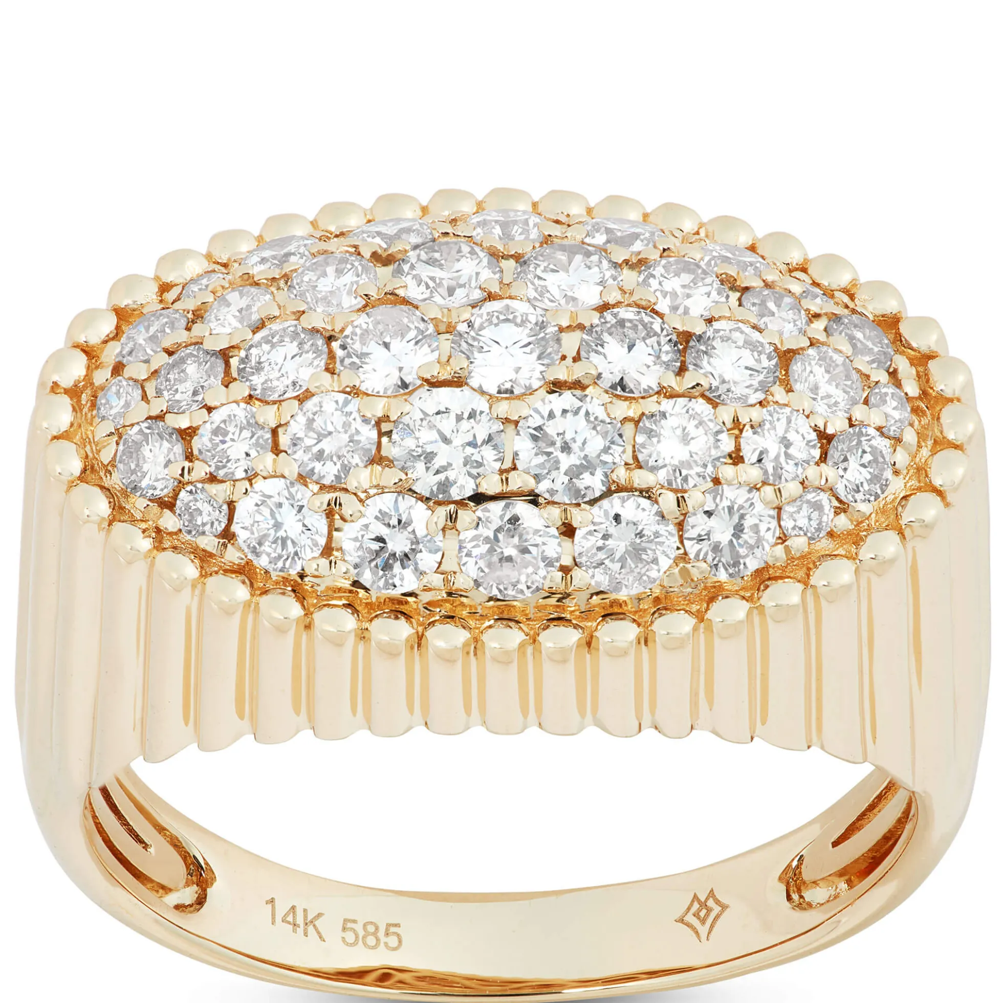 Oval Shaped Pave Diamond Ring, 14K Yellow Gold