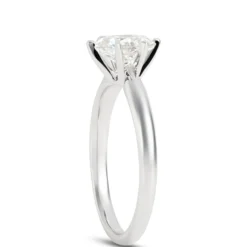 Oval Solitaire Diamond Engagement Ring, 14K White Gold