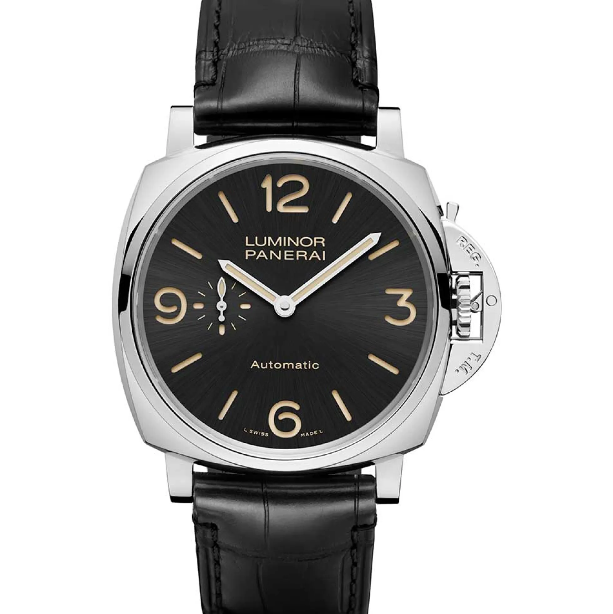 Panerai Luminor Due Automatic Acciaio Black Dial Watch, 45mm