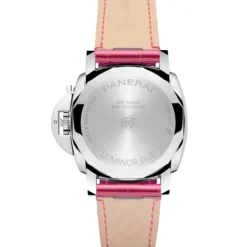 Panerai Luminor Due Luna Watch White Dial Pink Leather Strap, 38mm