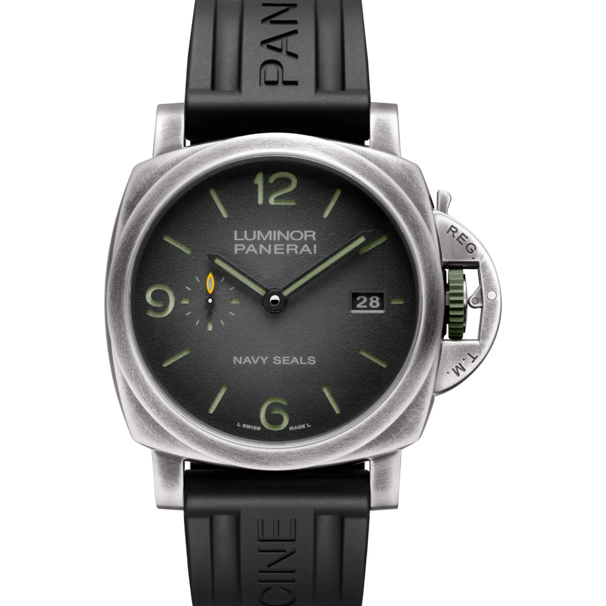 Panerai Luminor Marina Navy Seals Watch Anthracite Dial Black Rubber Strap, 44mm