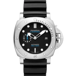 Panerai Submersible QuarantaQuattro Watch Steel Case Black Dial, 44mm