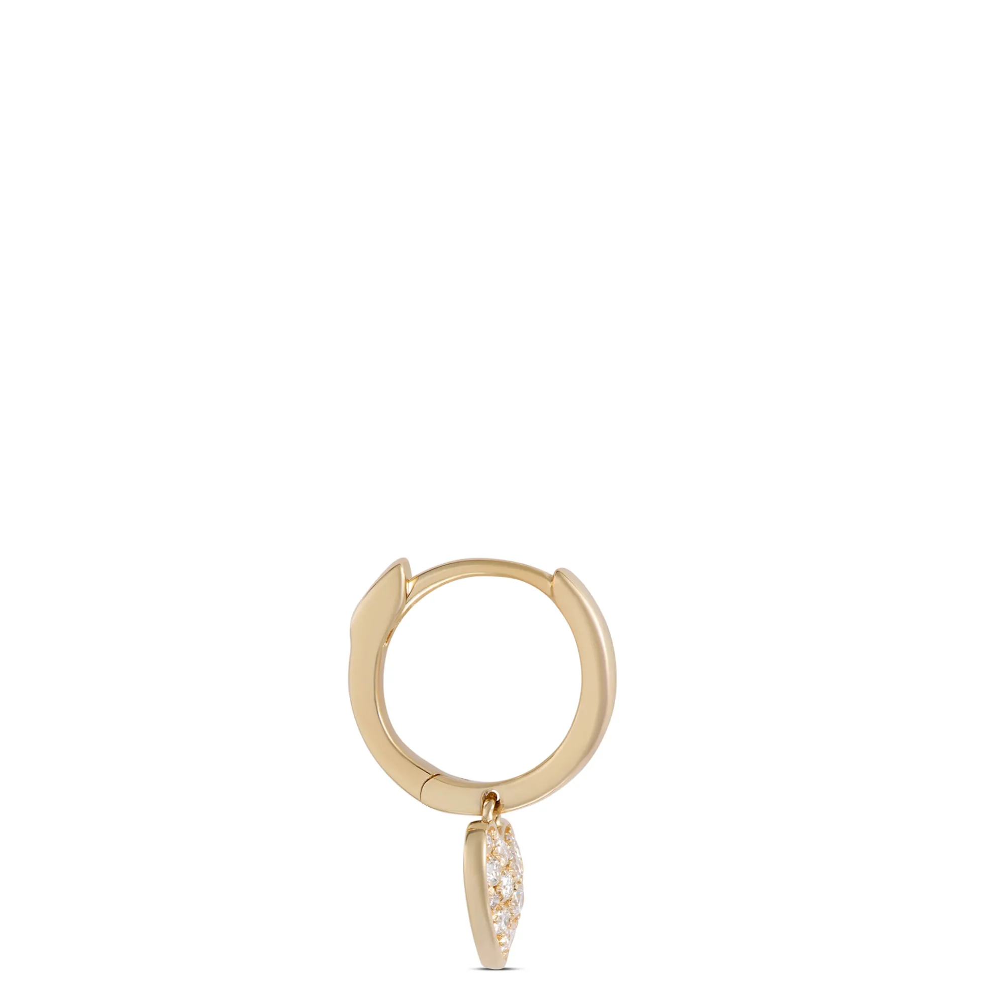 Pave Heart Hoops, 14K Yellow Gold