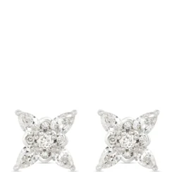 Pear and Round Cut Diamond Studs, 14K White Gold