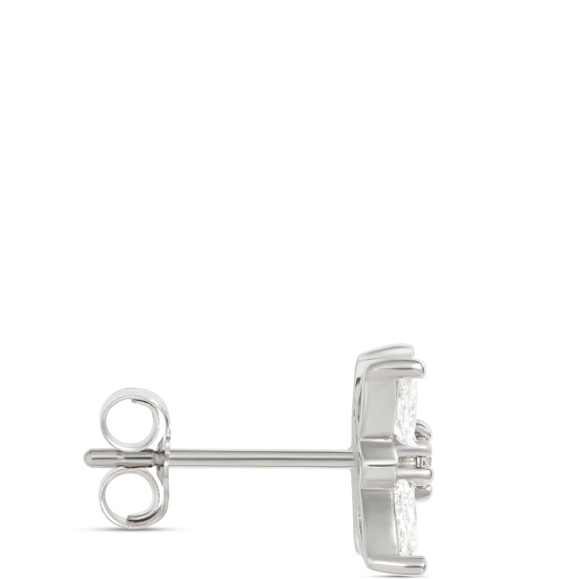 Pear and Round Cut Diamond Studs, 14K White Gold
