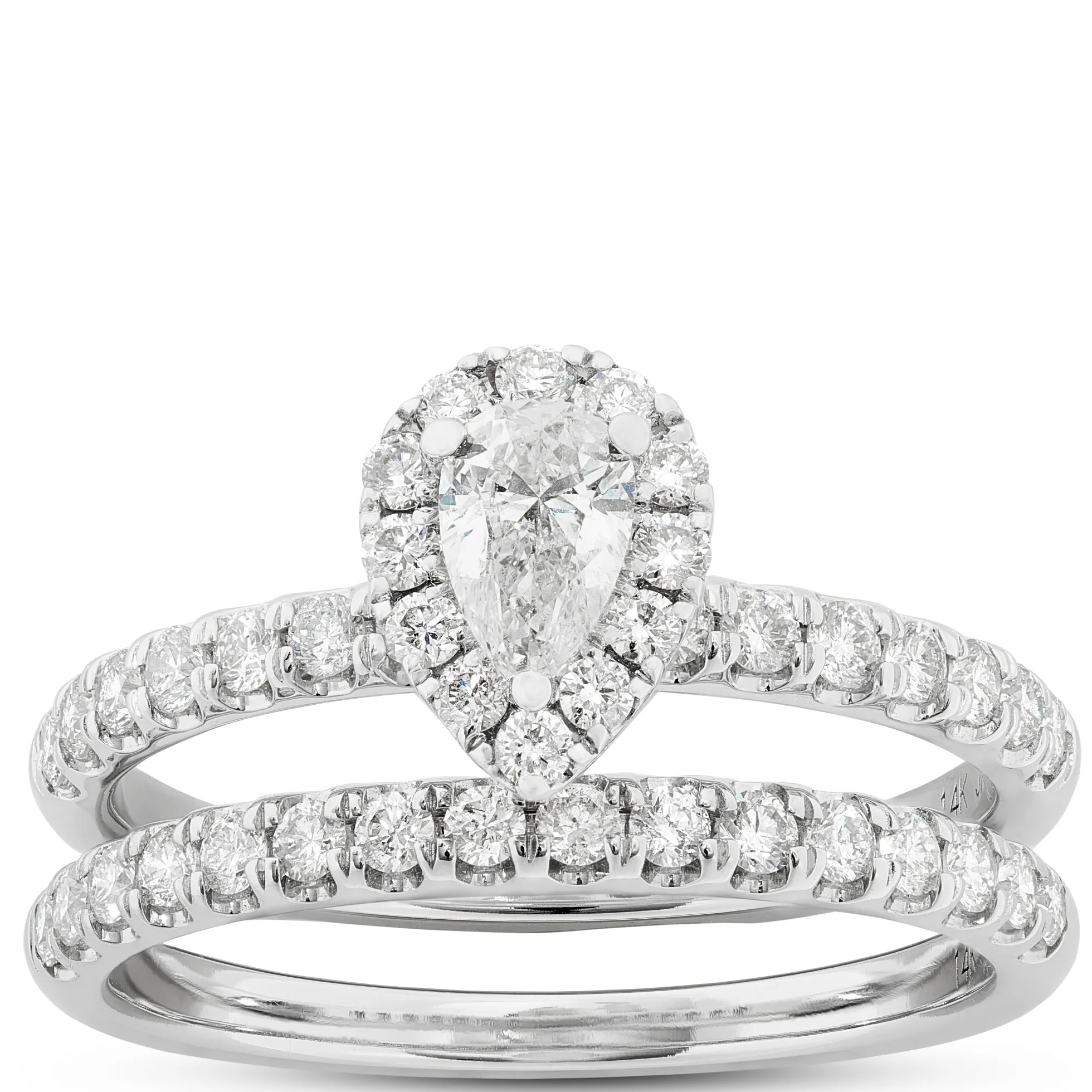 Pear-Cut Diamond Bridal Set, 14K White Gold