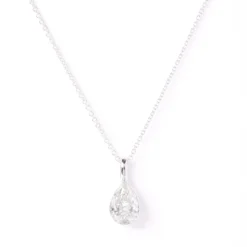 Pear Diamond Invisible Bezel Pendant, 1 Carat Total Weight, 14K White Gold