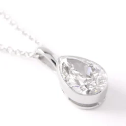 Pear Diamond Invisible Bezel Pendant, 1 Carat Total Weight, 14K White Gold