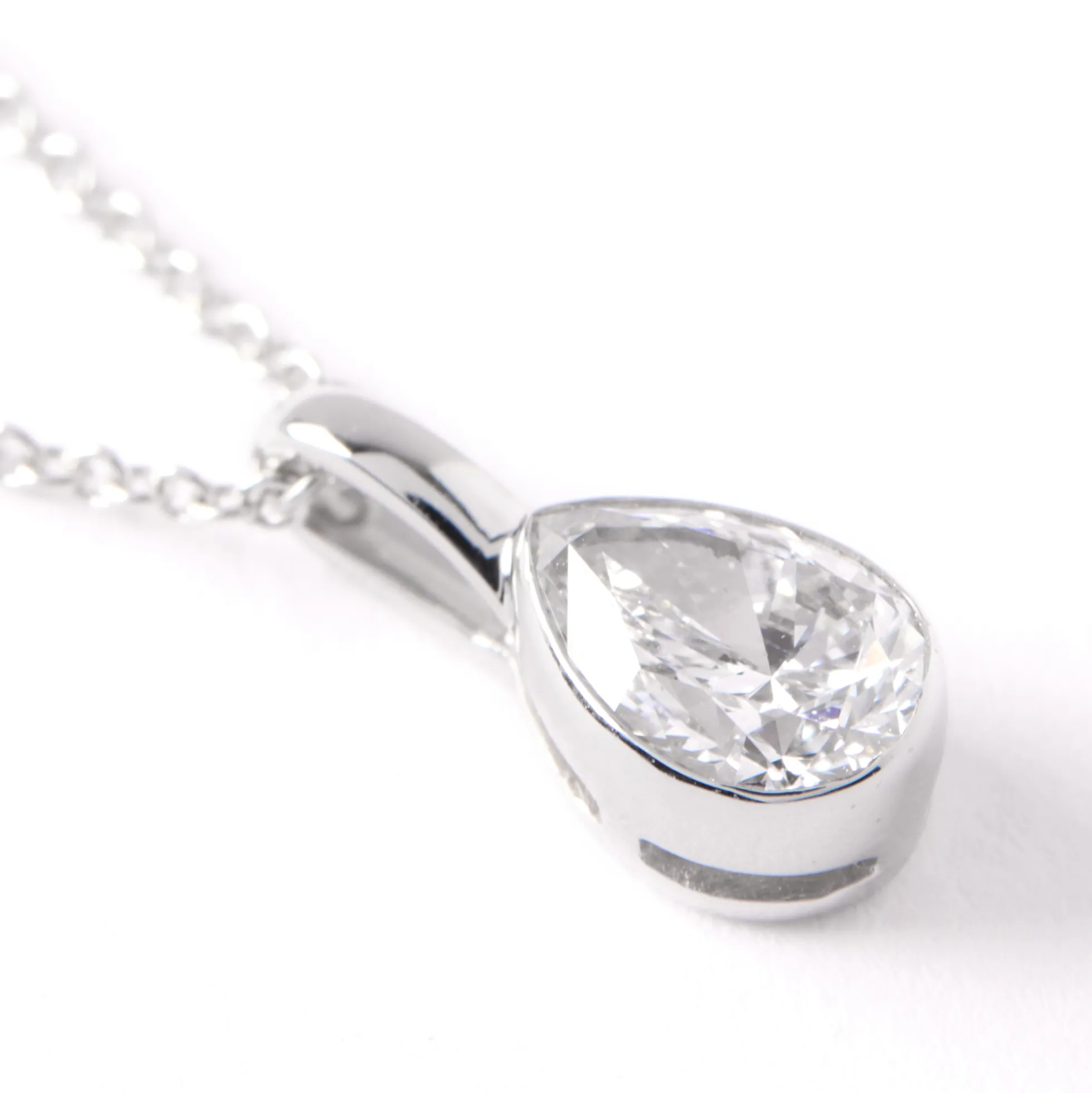 Pear Diamond Invisible Bezel Pendant, ½ Carat Total Weight, 14K White Gold