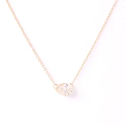 Pear Diamond Invisible Bezel Pendant, ½ Carat Total Weight, 14K Yellow Gold