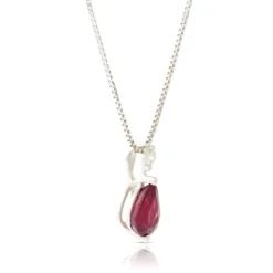Pear Ruby & Diamond Necklace 14K